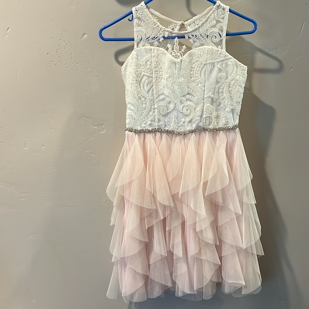 Girls Rare Editions size 16 formal dress pink and white